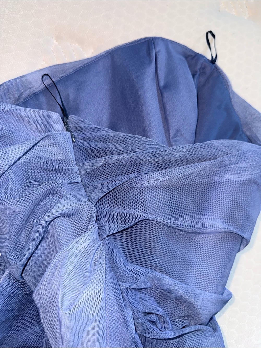 168. Zara strapless dress in blue with vertical ruching, size S - Picture 4 of 5
